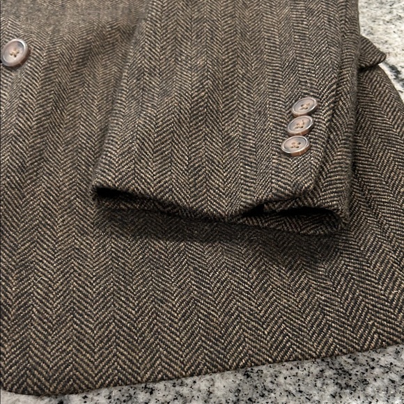 Men's Classic Black Blazer Protocol brown herringbone 100% pure virgin wool - Picture 11 of 14